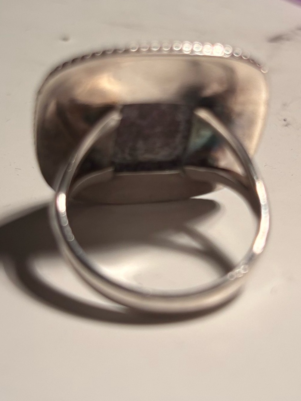 Chic Silver and Purpurite stone Ring 925 sterling silver cocktail vintage ring - Picture 15 of 15